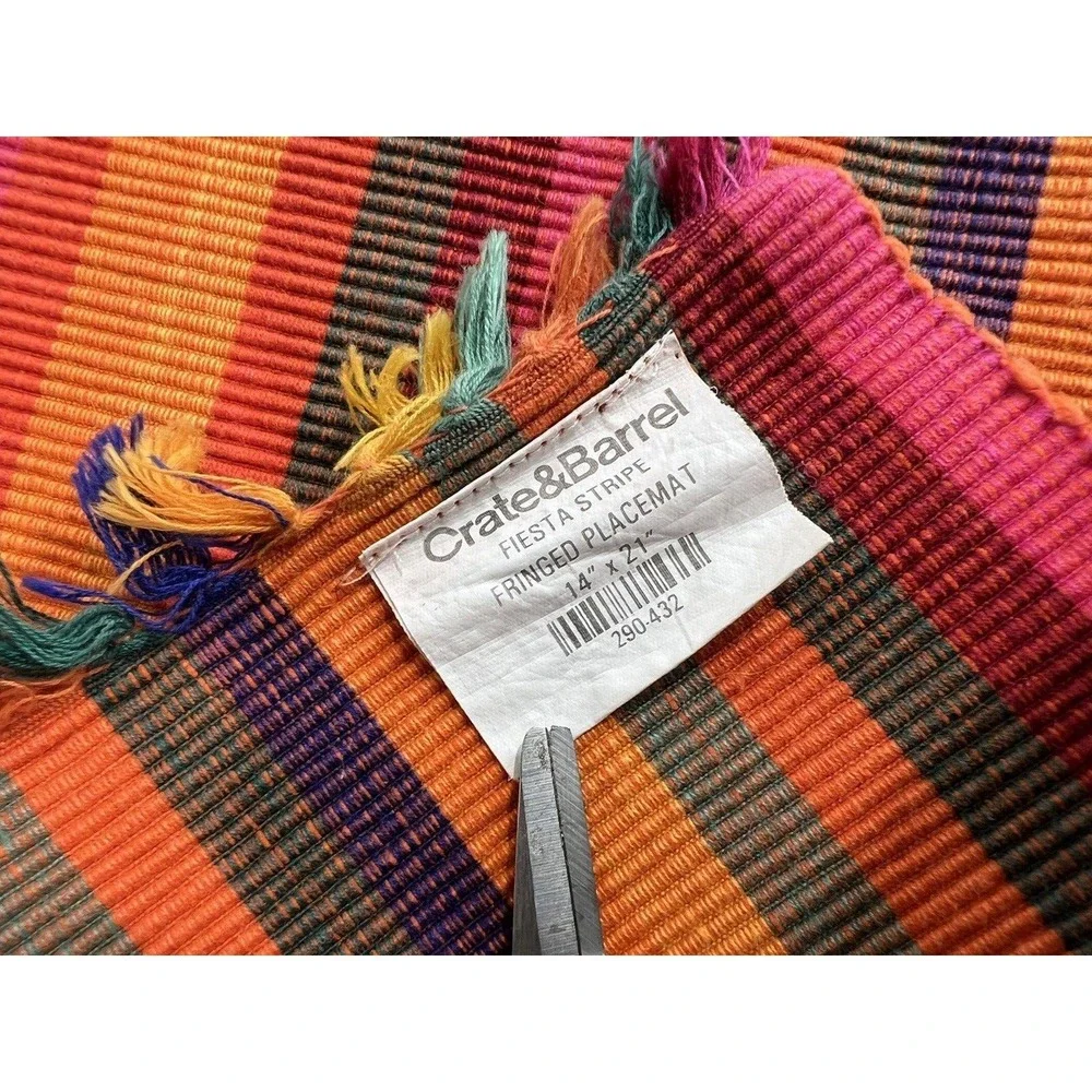 Crate And Barrel Placemats Set Of 4 Fiesta Stripe Cottagecore Table Decor